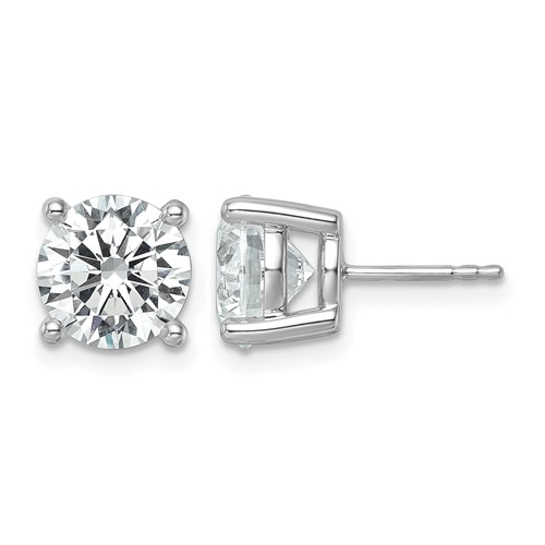 True Origin 14K White Gold 6 Carat Lab Grown Diamond VS+ F+ Round Four Prong Heavy Weight Complete Stud Earrings