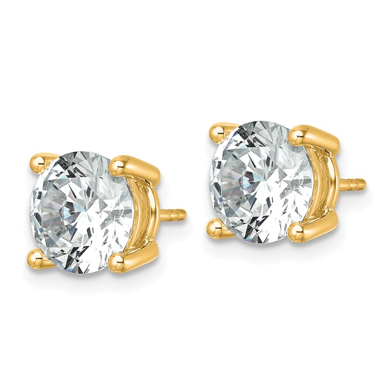 14k Yellow Gold 6 ctw Lab Grown Diamond VS+ F+ Round 4 Prong Heavy Wt. Stud Earrings