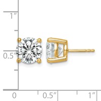 True Origin 14K Yellow Gold 6 Carat Lab Grown Diamond VS+ F+ Round Four Prong Heavy Weight Complete Stud Earrings view 4