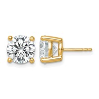 True Origin 14K Yellow Gold 6 Carat Lab Grown Diamond VS+ F+ Round Four Prong Heavy Weight Complete Stud Earrings view 1
