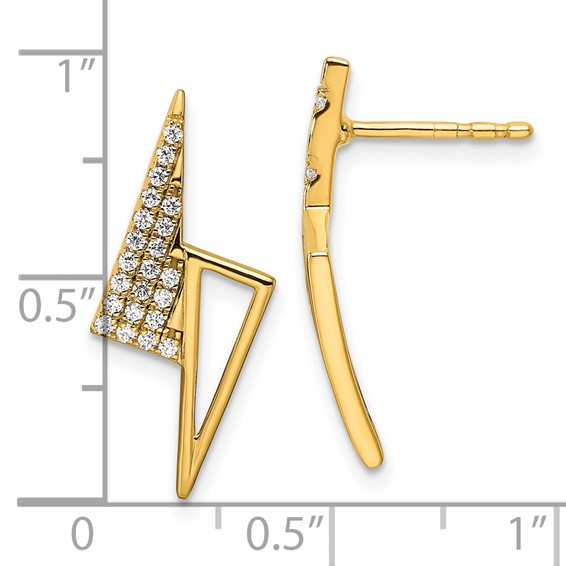 14K Polished 1/5 carat Diamond Geometric Triangles Fashion Post Earrings