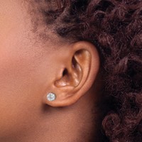 14K White Gold 0.50 Carat Lab Grown Diamond VS SI+ G+ Complete Round and Marquise Halo Post Earrings view 3