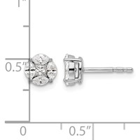 14K White Gold 0.50 Carat Lab Grown Diamond VS SI+ G+ Complete Round and Marquise Halo Post Earrings view 2