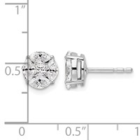 14K White Gold 1 Carat Lab Grown Diamond VS SI+ G+ Complete Round and Marquise Halo Post Earrings view 2