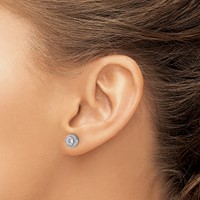 14K White Gold 0.50 Carat Lab Grown Diamond VS SI+ G+ Complete Round and Marquise Halo Post Earrings view 3