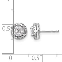 14K White Gold 0.50 Carat Lab Grown Diamond VS SI+ G+ Complete Round and Marquise Halo Post Earrings view 2