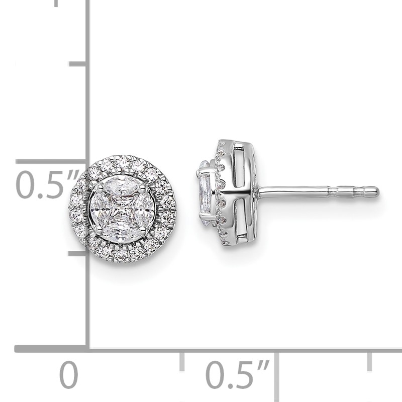 14k White Gold 1/2 carat Lab Grown Diamond VS/SI+ G+ Complete Round and Marquise Halo Post Earrings