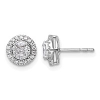 14K White Gold 0.50 Carat Lab Grown Diamond VS SI+ G+ Complete Round and Marquise Halo Post Earrings view 1