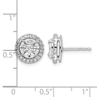 14K White Gold 1 Carat Lab Grown Diamond VS SI+ G+ Complete Round and Marquise Halo Post Earrings view 2