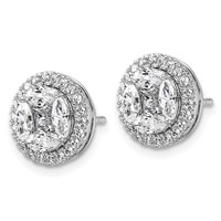 14K White Gold 1.50 Carat Lab Grown Diamond VS SI+ G+ Marquise Complete Halo Post Earrings view 2