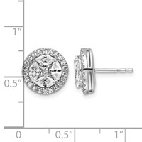 14K White Gold 1.50 Carat Lab Grown Diamond VS SI+ G+ Marquise Complete Halo Post Earrings view 3