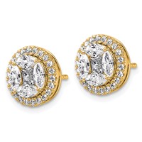 14K Yellow Gold 1.50 Carat Lab Grown Diamond VS+ F+ Marquise Complete Halo Post Earrings view 2