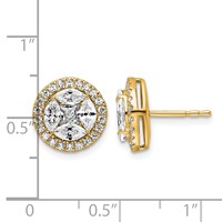 14K Yellow Gold 1.50 Carat Lab Grown Diamond VS+ F+ Marquise Complete Halo Post Earrings view 3