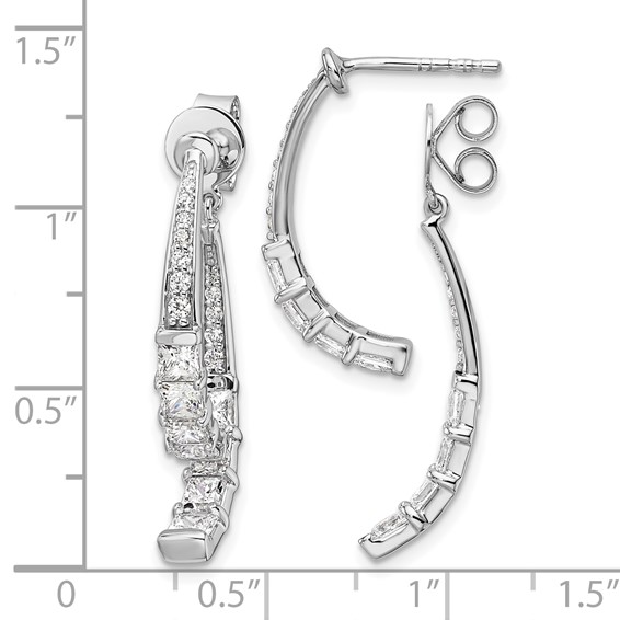 14k White Gold 2 5/8 carat Lab Grown Diamond VS/SI+ G+ Front and Back Dangle Post Earrings