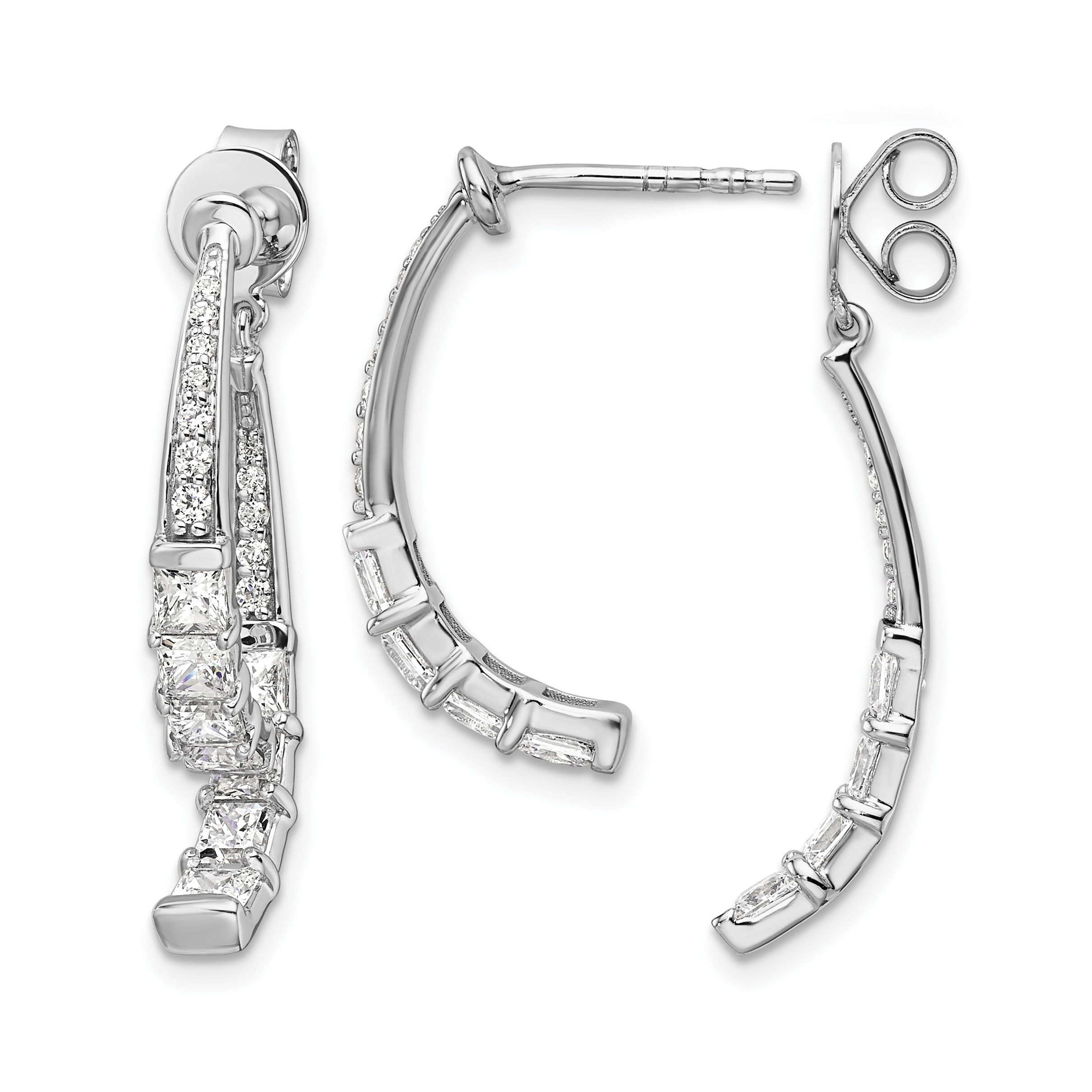 14k White Gold 2 5/8 carat Lab Grown Diamond VS/SI+ G+ Front and Back Dangle Post Earrings (EM10167-260-WLG)