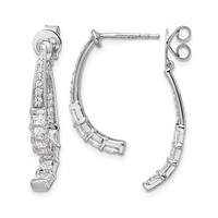 14K White Gold 2.62 Carat Lab Grown Diamond VS SI+ G+ Front and Back Dangle Post Earrings view 1
