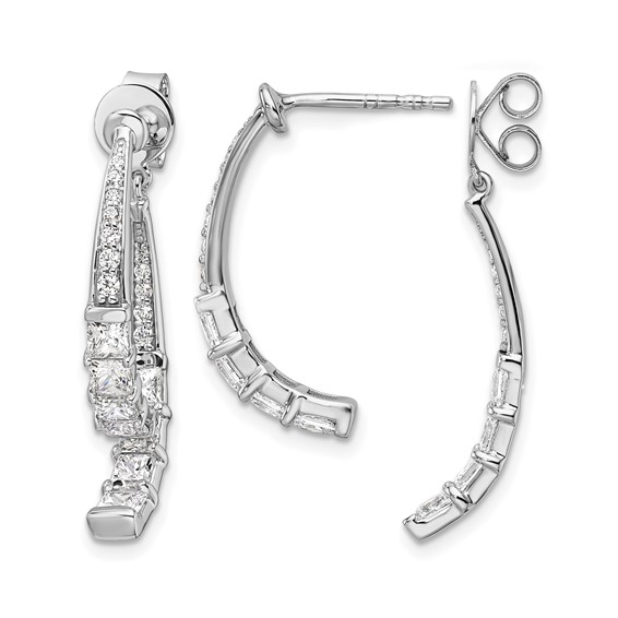 14k White Gold 2 5/8 carat Lab Grown Diamond VS/SI+ G+ Front and Back Dangle Post Earrings