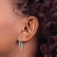 14K White Gold 0.62 Carat Lab Grown Diamond VS SI+ G+ Front and Back Dangle Post Earrings view 3