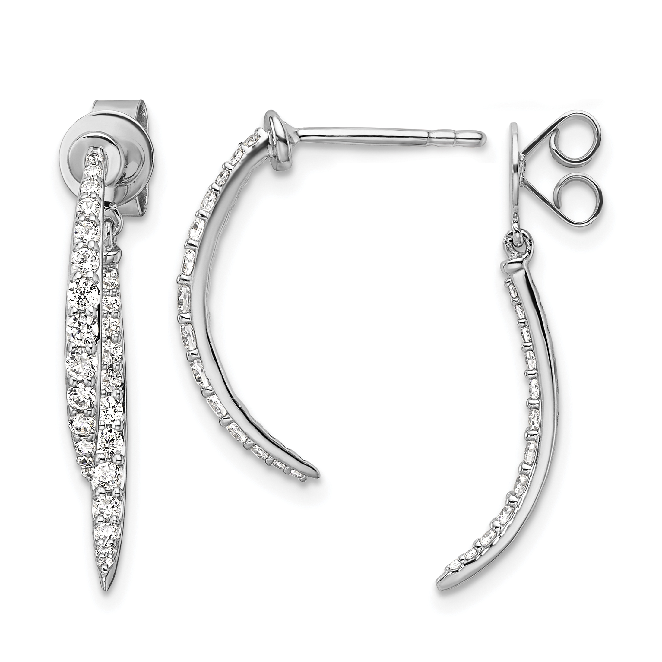 14k White Gold 5/8 carat Lab Grown Diamond VS/SI+ G+ Front and Back Dangle Post Earrings (EM10168-065-WLG)