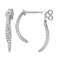 14K White Gold 0.62 Carat Lab Grown Diamond VS SI+ G+ Front and Back Dangle Post Earrings view 1
