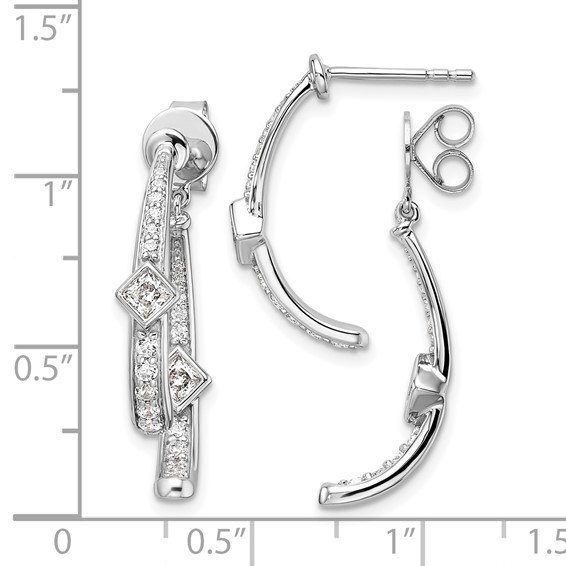 14k White Gold 7/8 carat Lab Grown Diamond VS/SI+ G+ Front and Back Dangle Post Earrings