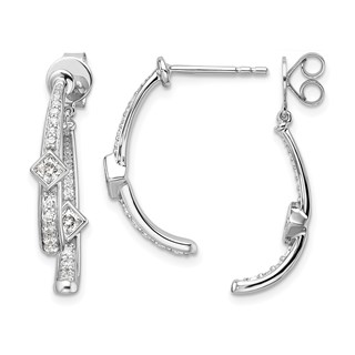 14k White Gold 7/8 carat Lab Grown Diamond VS/SI+ G+ Front and Back Dangle Post Earrings