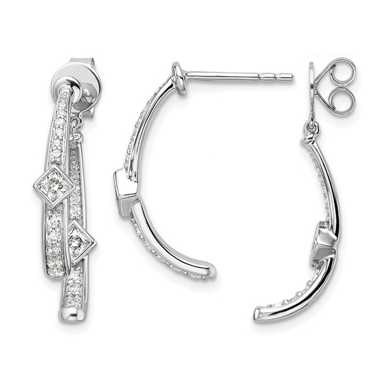 14k White Gold 7/8 carat Lab Grown Diamond VS/SI+ G+ Front and Back Dangle Post Earrings