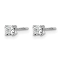 True Origin 14K White Gold 0.20 Carat Lab Grown Diamond VS+ F+ Round Four Prong Heavy Weight Screw Back Complete Stud Earrings view 2