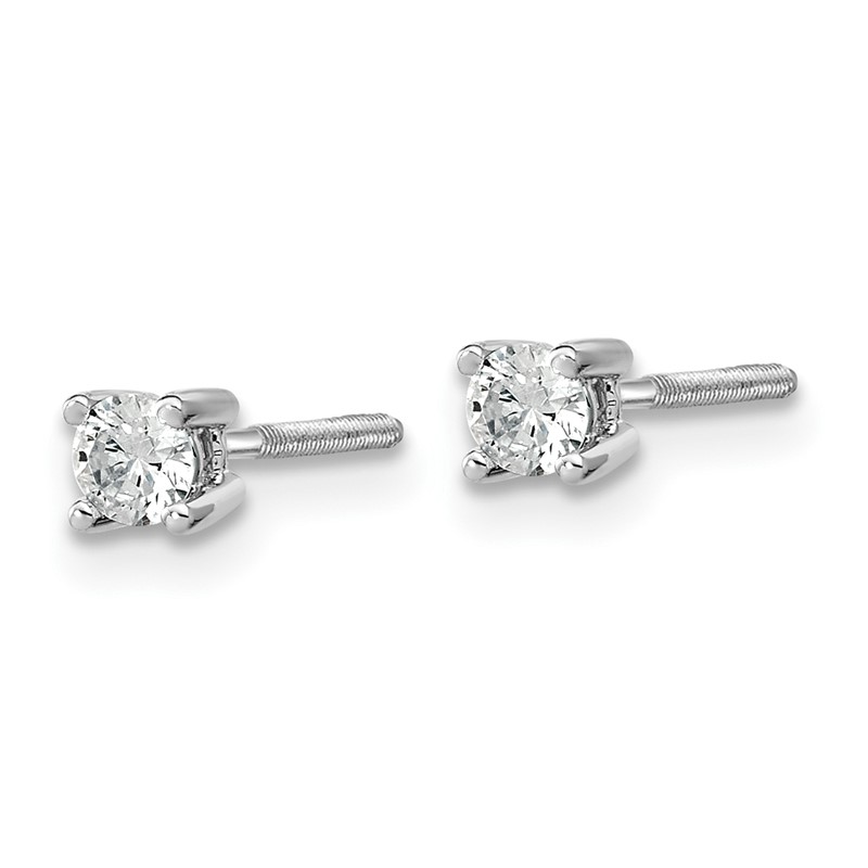 14k White Gold 1/5 ctw Lab Grown Diamond VS+ F+ Round 4 Prong Heavy Wt. Screwback Stud Earrings