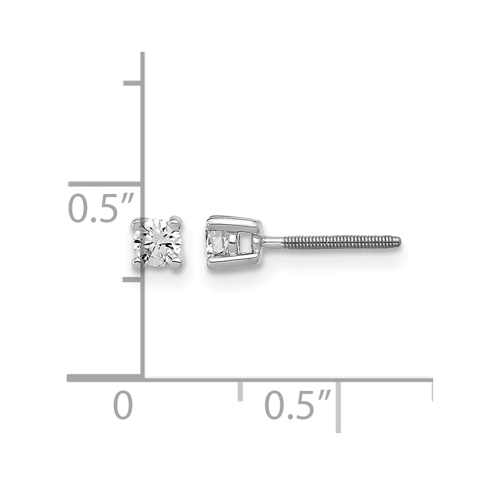 14k White Gold 1/5 ctw Lab Grown Diamond VS+ F+ Round 4 Prong Heavy Wt. Screwback Stud Earrings (EM1016S-020-WLD)