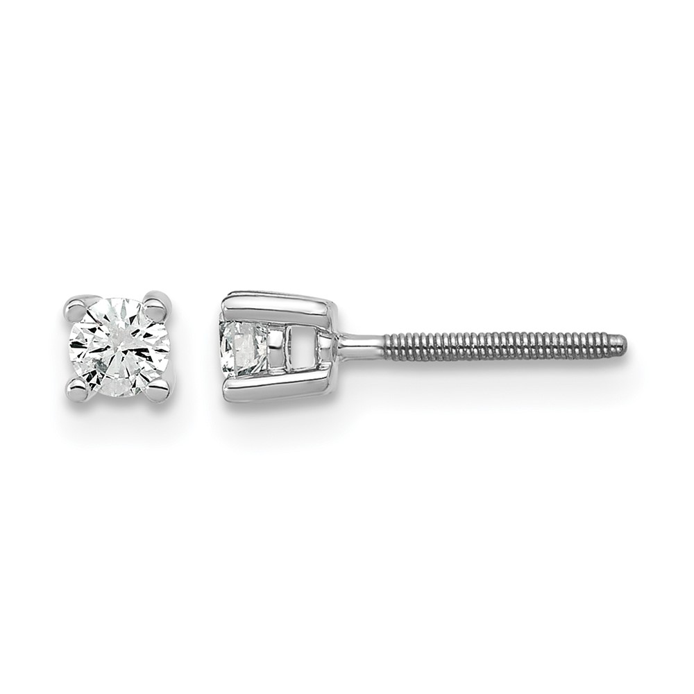 True Origin 14K White Gold 0.20 Carat Lab Grown Diamond VS+ F+ Round Four Prong Heavy Weight Screw Back Complete Stud Earrings