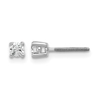 True Origin 14K White Gold 0.20 Carat Lab Grown Diamond VS+ F+ Round Four Prong Heavy Weight Screw Back Complete Stud Earrings view 1