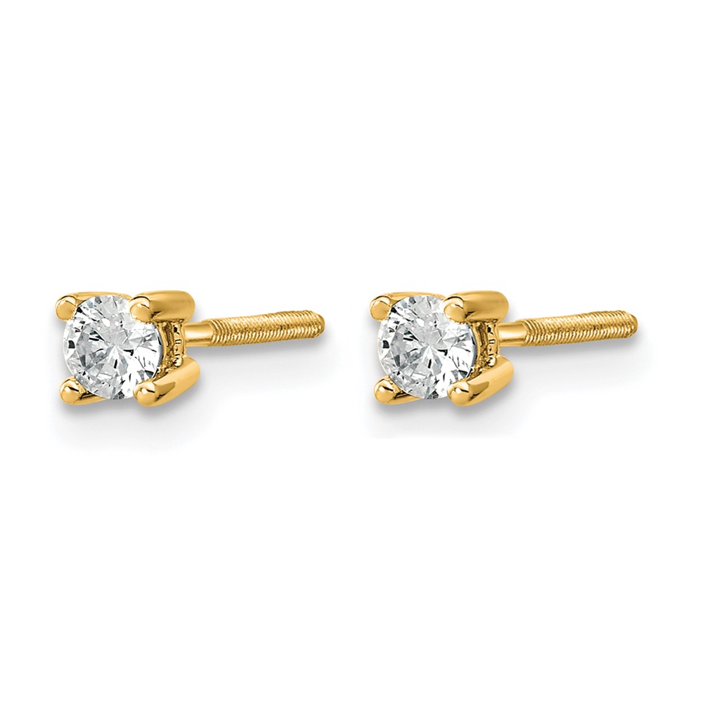 14k Yellow Gold 1/5 ctw Lab Grown Diamond VS+ F+ Round 4 Prong Heavy Wt. Screwback Stud Earrings (EM1016S-020-LD)