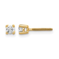 True Origin 14K Yellow Gold 0.20 Carat Lab Grown Diamond VS+ F+ Round Four Prong Heavy Weight Screw Back Complete Stud Earrings view 1