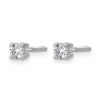 True Origin 14K White Gold 0.25 Carat Lab Grown Diamond VS+ F+ Round Four Prong Heavy Weight Screw Back Complete Stud Earrings view 2