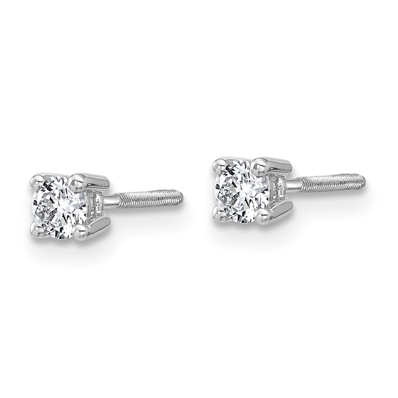 14k White Gold 1/4 ctw Lab Grown Diamond VS+ F+ Round 4 Prong Heavy Wt. Screwback Stud Earrings