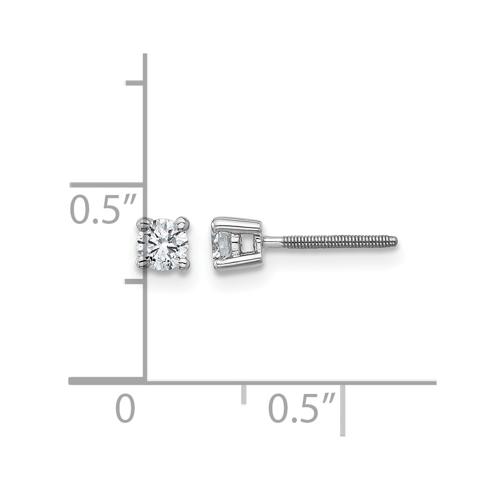 14k White Gold 1/4 ctw Lab Grown Diamond VS+ F+ Round 4 Prong Heavy Wt. Screwback Stud Earrings (EM1016S-025-WLD)