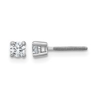 True Origin 14K White Gold 0.25 Carat Lab Grown Diamond VS+ F+ Round Four Prong Heavy Weight Screw Back Complete Stud Earrings view 1
