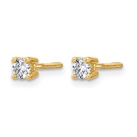 True Origin 14K Yellow Gold 0.25 Carat Lab Grown Diamond VS+ F+ Round Four Prong Heavy Weight Screw Back Complete Stud Earrings view 2