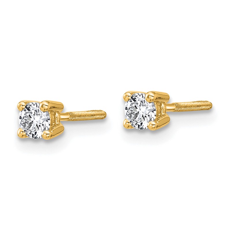14k Yellow Gold 1/4 ctw Lab Grown Diamond VS+ F+ Round 4 Prong Heavy Wt. Screwback Stud Earrings