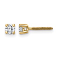 True Origin 14K Yellow Gold 0.25 Carat Lab Grown Diamond VS+ F+ Round Four Prong Heavy Weight Screw Back Complete Stud Earrings view 1