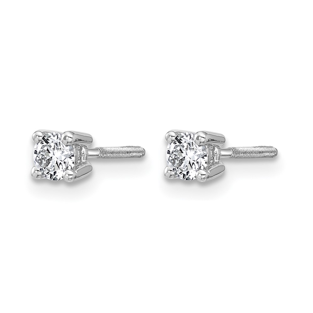 14k White Gold 1/3 ctw Lab Grown Diamond VS+ F+ Round 4 Prong Heavy Wt. Screwback Stud Earrings (EM1016S-033-WLD)