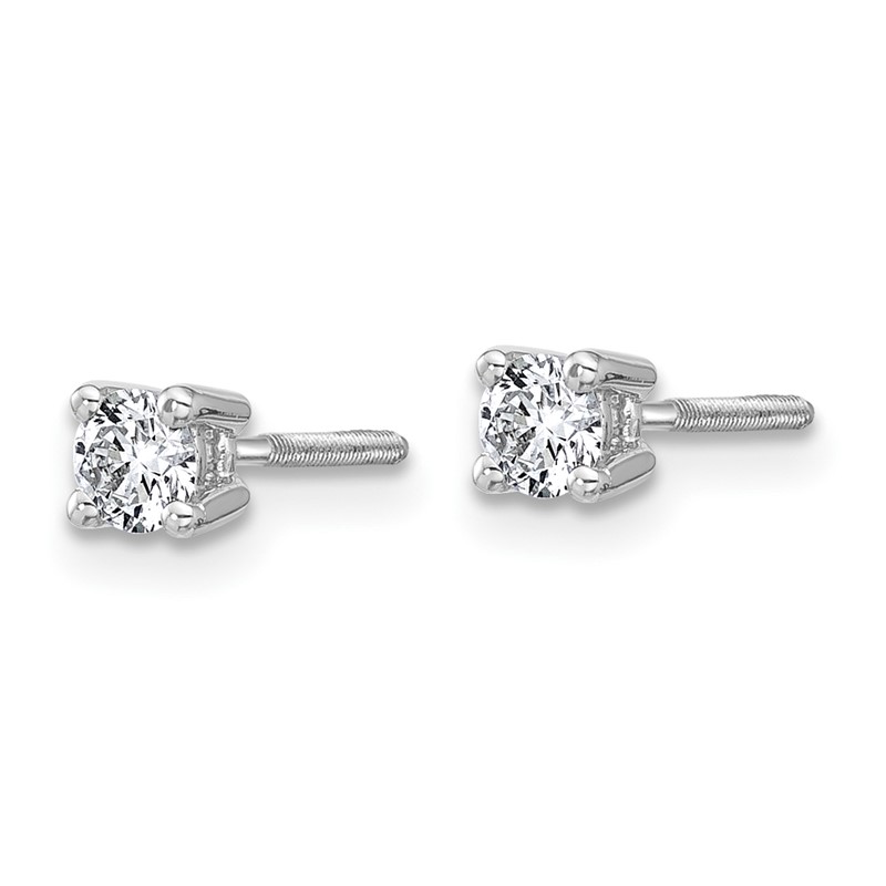 14k White Gold 1/3 ctw Lab Grown Diamond VS+ F+ Round 4 Prong Heavy Wt. Screwback Stud Earrings