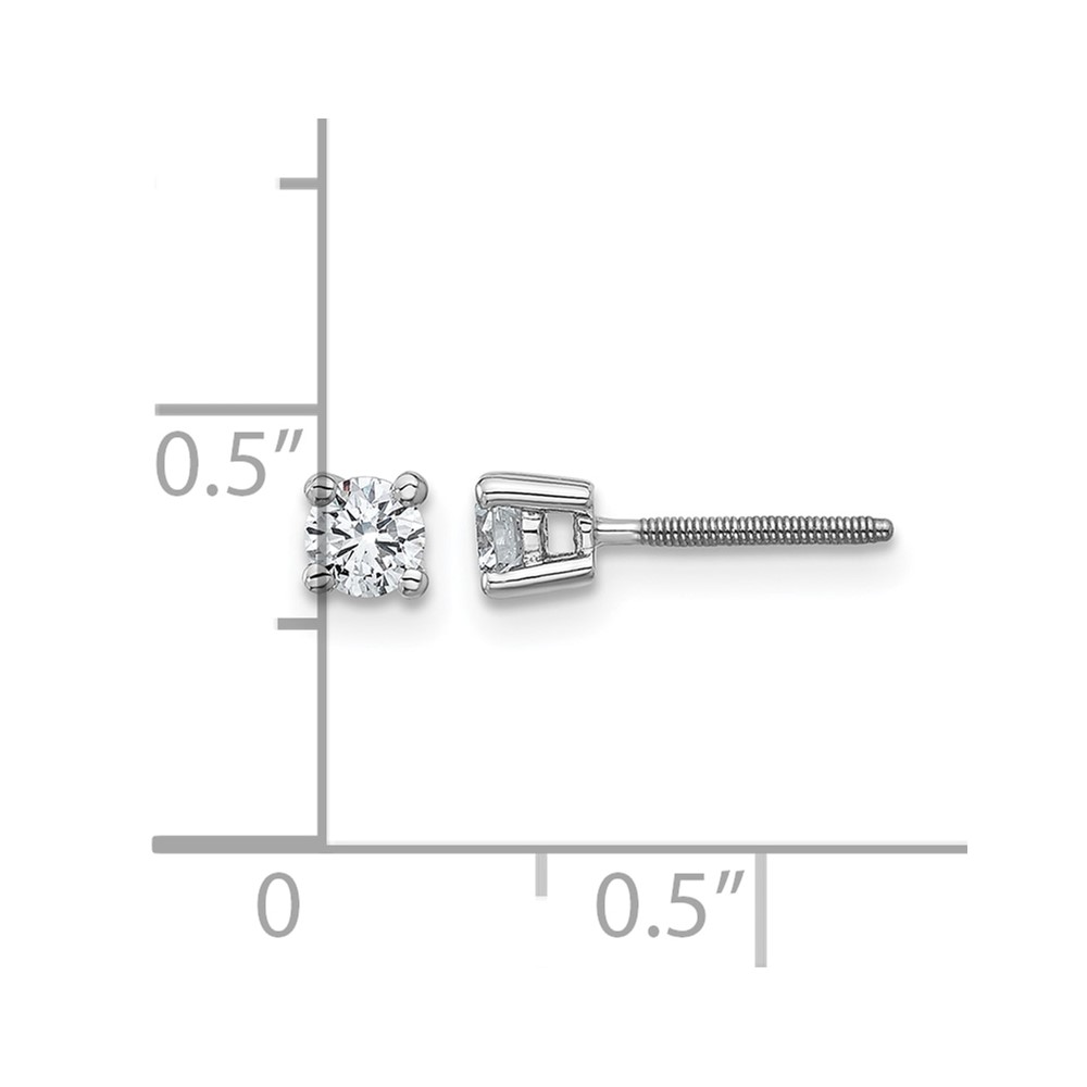 14k White Gold 1/3 ctw Lab Grown Diamond VS+ F+ Round 4 Prong Heavy Wt. Screwback Stud Earrings (EM1016S-033-WLD)