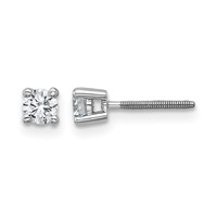 True Origin 14K White Gold 0.33 Carat Lab Grown Diamond VS+ F+ Round Four Prong Heavy Weight Screw Back Complete Stud Earrings view 1