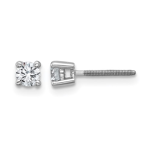 True Origin 14K White Gold 0.33 Carat Lab Grown Diamond VS+ F+ Round Four Prong Heavy Weight Screw Back Complete Stud Earrings