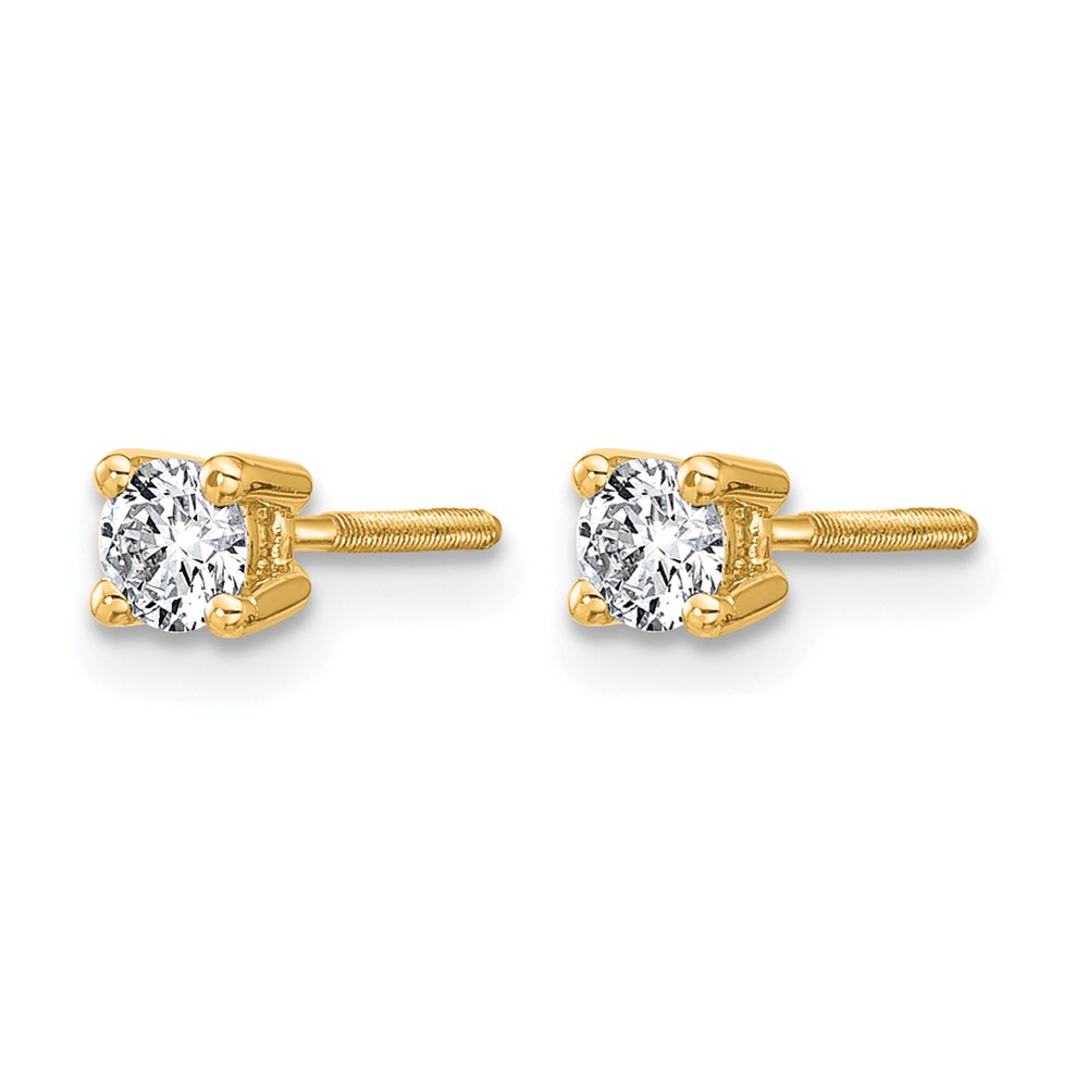14k Yellow Gold 1/3 ctw Lab Grown Diamond VS+ F+ Round 4 Prong Heavy Wt. Screwback Stud Earrings (EM1016S-033-LD)