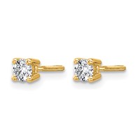 True Origin 14K Yellow Gold 0.33 Carat Lab Grown Diamond VS+ F+ Round Four Prong Heavy Weight Screw Back Complete Stud Earrings view 2