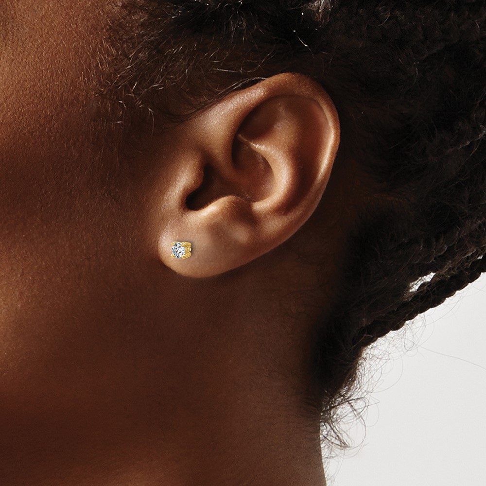 14k Yellow Gold 1/3 ctw Lab Grown Diamond VS+ F+ Round 4 Prong Heavy Wt. Screwback Stud Earrings (EM1016S-033-LD)