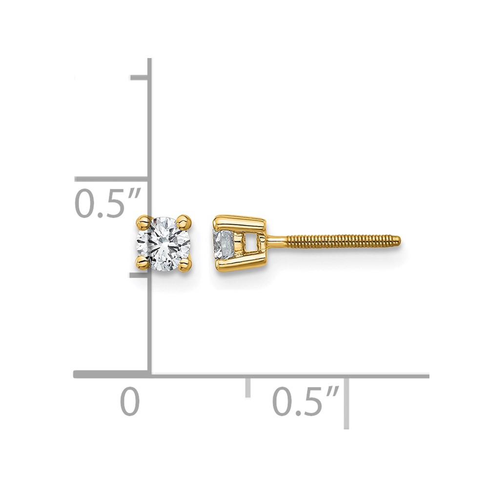 14k Yellow Gold 1/3 ctw Lab Grown Diamond VS+ F+ Round 4 Prong Heavy Wt. Screwback Stud Earrings (EM1016S-033-LD)